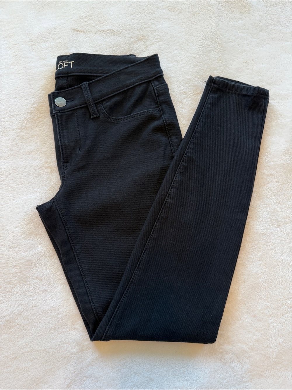 Ann Taylor LOFT Black Low Rise Stretch Denim Skinny Jeans